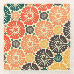 Posavasos De Vidrio Diseño de tapiz Art Nouveau Retro.