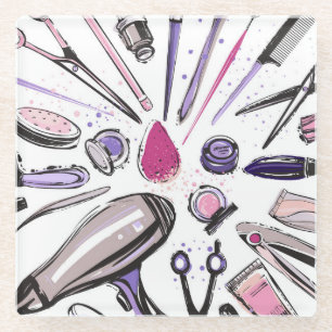 Posavasos De Vidrio Diseño del círculo del maquillaje