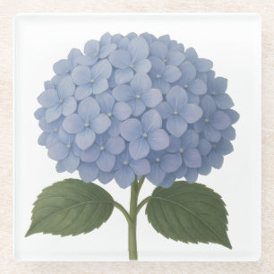 Posavasos De Vidrio Diseño del Ilustracion botánico Blue Hydrangea