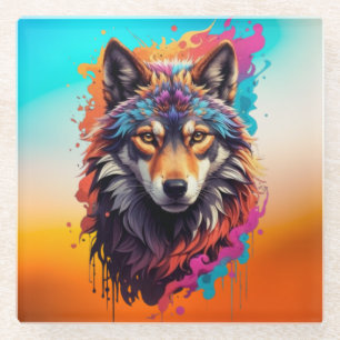 Posavasos De Vidrio Diseño del logotipo Wolf Animal Design-87694