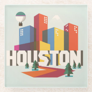 Posavasos De Vidrio Diseño del paisaje urbano de Houston, Tejas el  