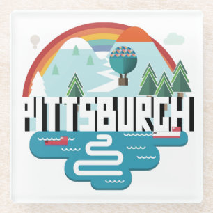 Posavasos De Vidrio Diseño del paisaje urbano de Pittsburgh,