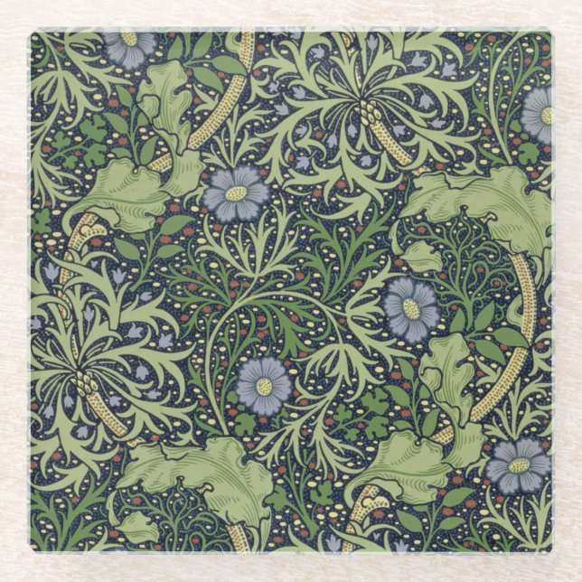 Posavasos De Vidrio Diseño del papel pintado de la alga marina, (Anverso)