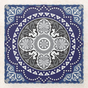 Posavasos De Vidrio Diseño detallado de la estafa floral Paisley