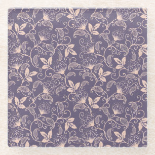 Posavasos De Vidrio Diseño floral vintage con enredaderas giratorias