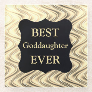 Posavasos De Vidrio Diseño Gold Best Godgirl Ever