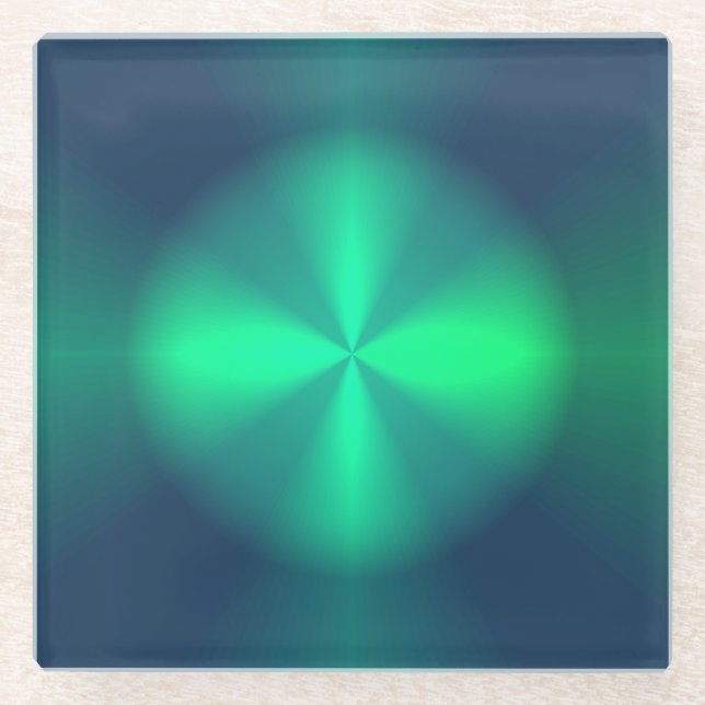 Posavasos De Vidrio Diseño iluminado de verde esmeralda> Casas de vidr (Anverso)