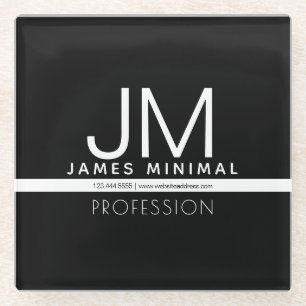 Posavasos De Vidrio Diseño minimo profesional moderno   Blanco y negro