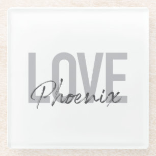 Posavasos De Vidrio Diseño moderno, simple, fresco, urbano Love Phoeni