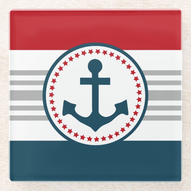 Posavasos De Vidrio Diseño náutico (Anverso)