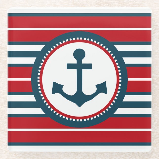 Posavasos De Vidrio Diseño náutico (Anverso)