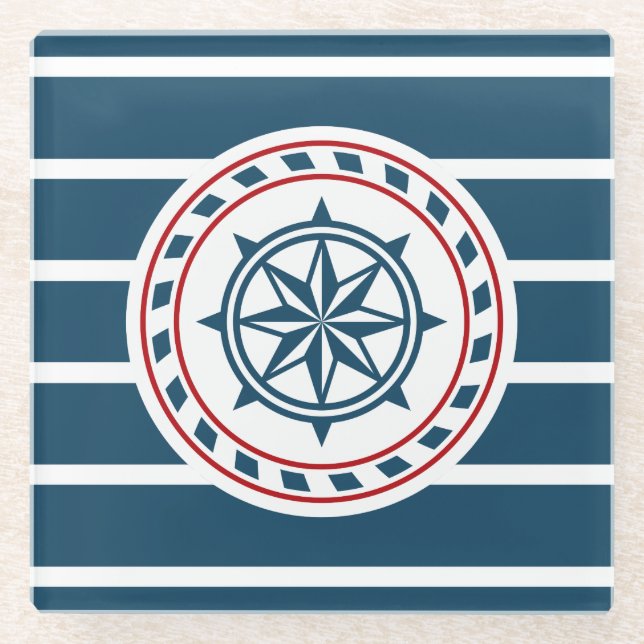 Posavasos De Vidrio Diseño náutico (Anverso)