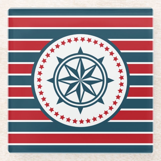 Posavasos De Vidrio Diseño náutico (Anverso)