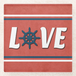 Posavasos De Vidrio Diseño náutico de amor