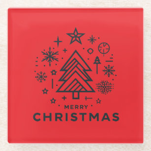 Posavasos De Vidrio Diseño navideño navideño minimalista