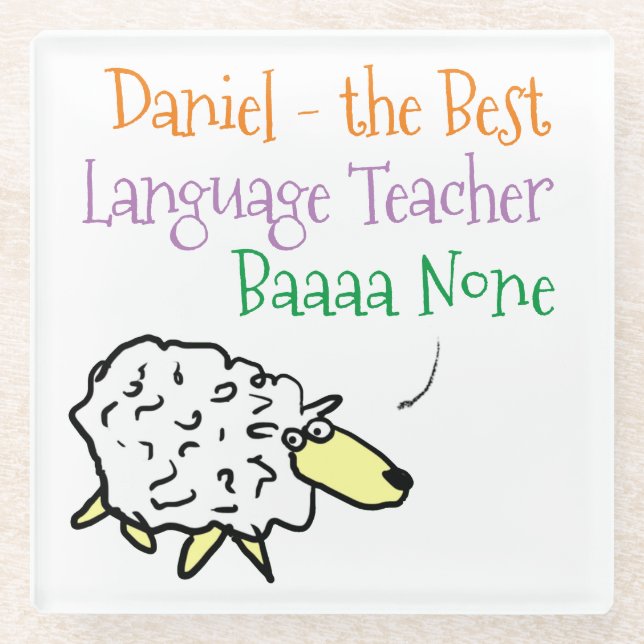 Posavasos De Vidrio Diseño ovino para una montaña rusa de vidrio para  (Anverso)