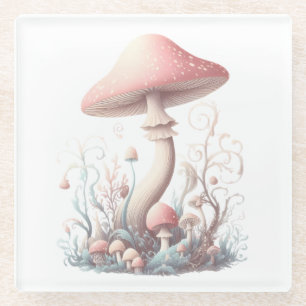 Posavasos De Vidrio Diseño retro de setas pastel con colores suaves 03