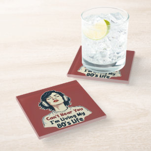 Posavasos De Vidrio Diseño retro nostálgico de música para amantes de