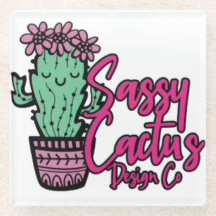Posavasos De Vidrio DISEÑO SASSY CACTUS GO [logotipo 1]