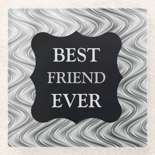 Posavasos De Vidrio Diseño Silver Best FRIEND Ever (Anverso)