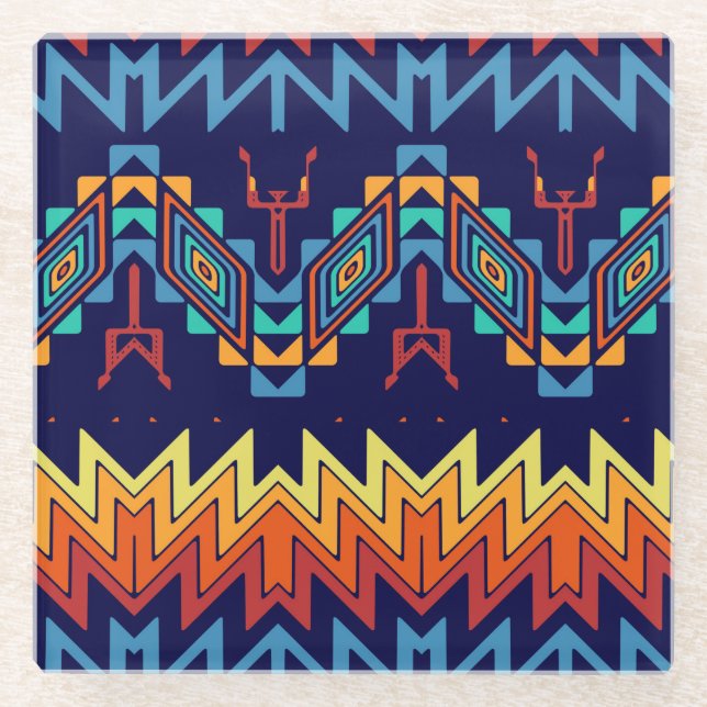 Posavasos De Vidrio Diseño tribal abstracto (Anverso)