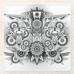 Posavasos De Vidrio Diseño tribal artístico