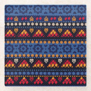 Posavasos De Vidrio Diseño tribal: Modelo multifuncional sin foco.