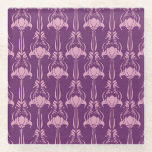 Posavasos De Vidrio Diseño violeta rosa de papel de escritorio floral