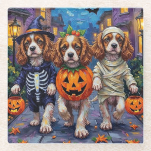 Posavasos De Vidrio Disfraces de Halloween para Cavalier King Charles 