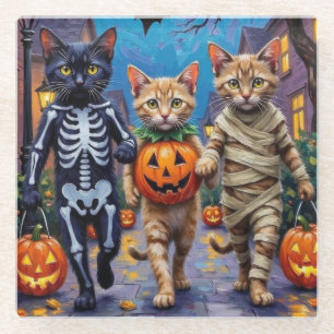 Posavasos De Vidrio Disfraces de Halloween para gatos siameses haciend