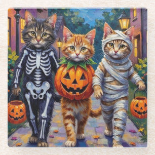 Posavasos De Vidrio Disfraces de Halloween para gatos siberianos hacie