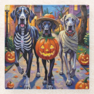 Posavasos De Vidrio Disfraces de Halloween para Gran Danés haciendo 'T