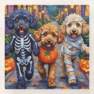 Posavasos De Vidrio Disfraces de Halloween para perros caniche haciend