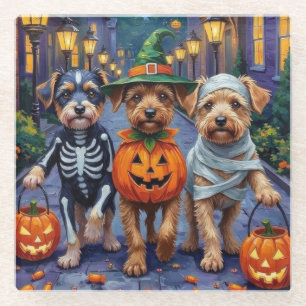 Posavasos De Vidrio Disfraces de Halloween para perros Lowchen haciend