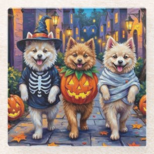 Posavasos De Vidrio Disfraces de Halloween para perros Samoyedo hacien