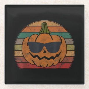 Posavasos De Vidrio Disfraz de cara de calabaza vintage para niños y n