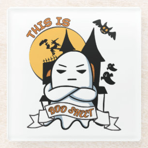 Posavasos De Vidrio Disfraz de Halloween de fantasma divertido Boo