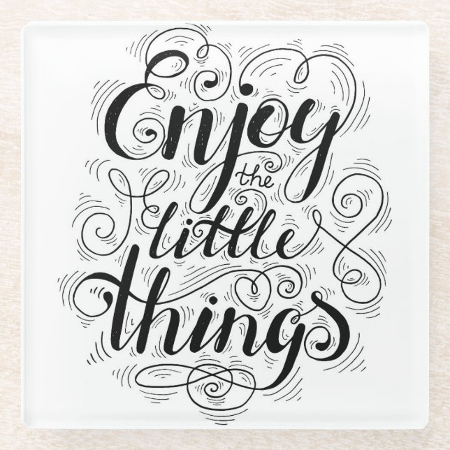 Posavasos De Vidrio Disfrute de las pequeñas cosas 1 (Anverso)