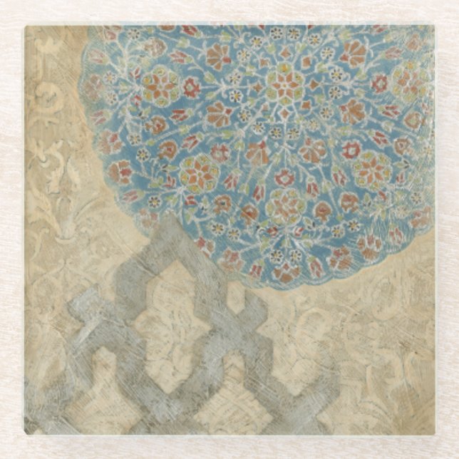 Posavasos De Vidrio Disposición floral de taparo plateado decorativo (Anverso)