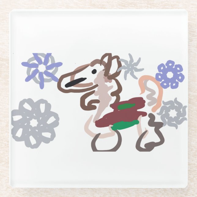 Posavasos De Vidrio Diversión de invierno de llama (Anverso)
