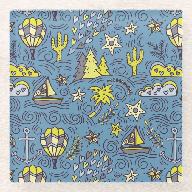 Posavasos De Vidrio Diversión de viaje (Anverso)