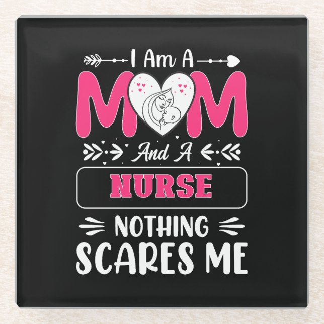 Posavasos De Vidrio Divertidas Enfermeras Mamá, Enfermeras Citas graci (Anverso)