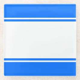 Posavasos De Vidrio Divertido Atletismo Rayas Blancas y Azul Brillante