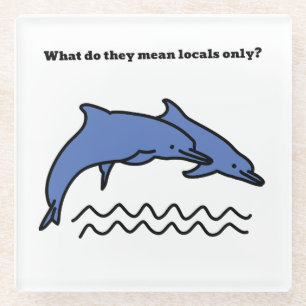 Posavasos De Vidrio Divertido delfín oceánico ola de amor