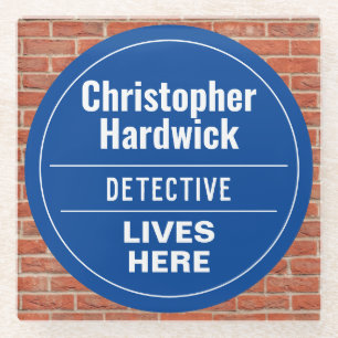 Posavasos De Vidrio Divertido detective Wall Plaque Estilo Vidrio