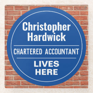 Posavasos De Vidrio Divertido estilo de Wall Plaque Contable Chartered