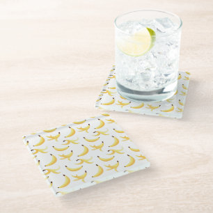 Posavasos De Vidrio Divertido patrón de fiesta con chistes de plátano 