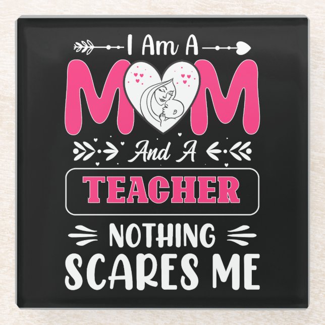 Posavasos De Vidrio Divertido profesor mamá, profesor mami gracioso (Anverso)