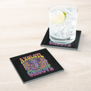 Posavasos De Vidrio Divertido surco retro adorable de ajolote trippy h