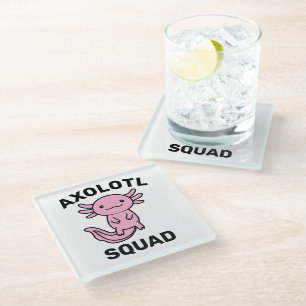 Posavasos De Vidrio Divertido y lindo escuadrón de Axolotl rosa person
